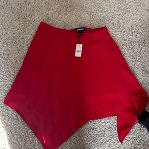 Express Vibrant Red Asymmetrical Skirt